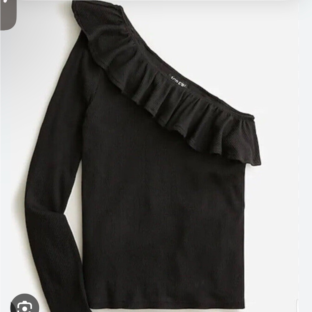 J.Crew One-shoulder ruffleneck top in vintage rib BM318 Sz M Cotton Blend